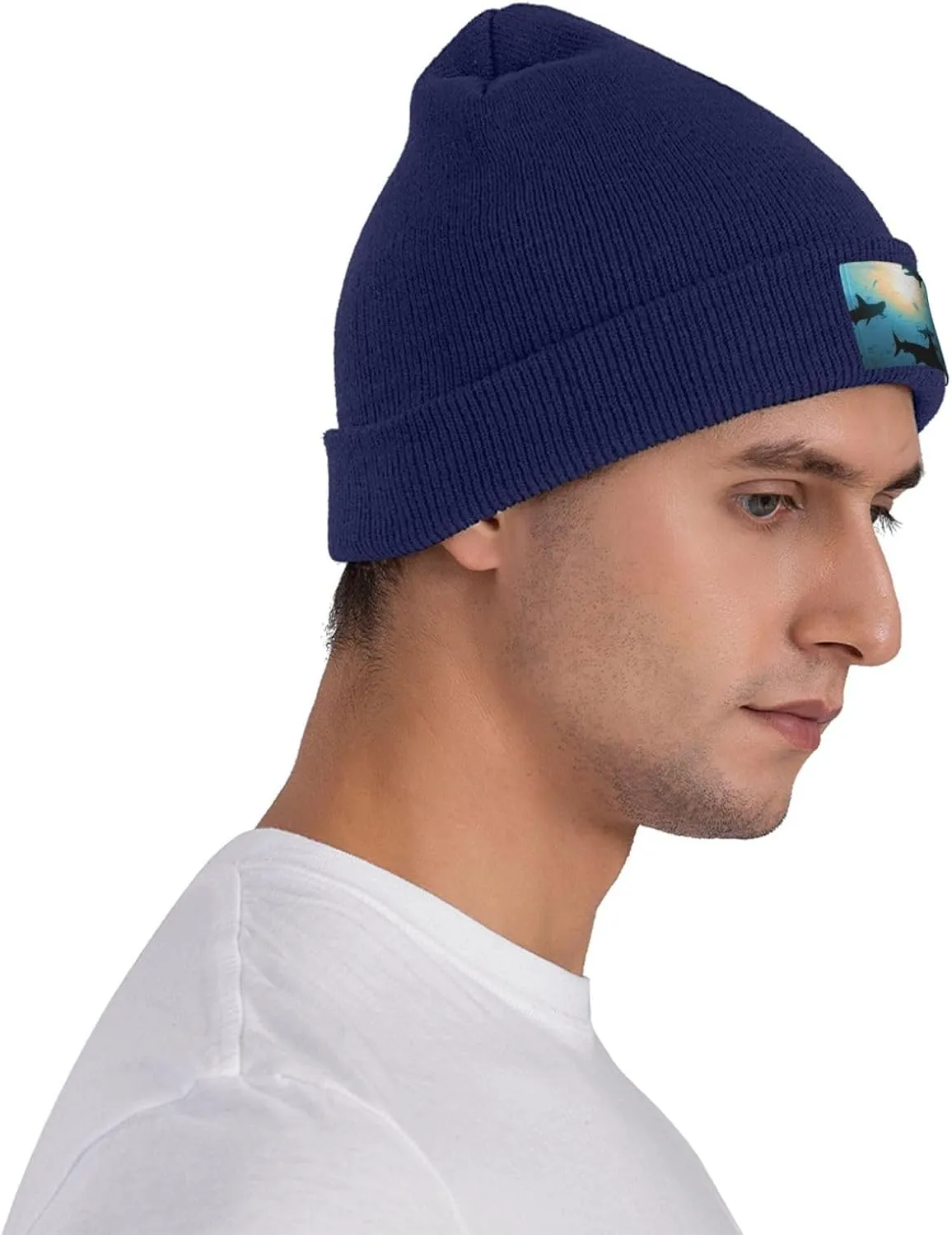 Beanie for Men Winter Hats for Women Knit Hat Hammerhead Sharks Beanie Soft Warm Cuffed Caps Stylish Watch Cap Black Beanie
