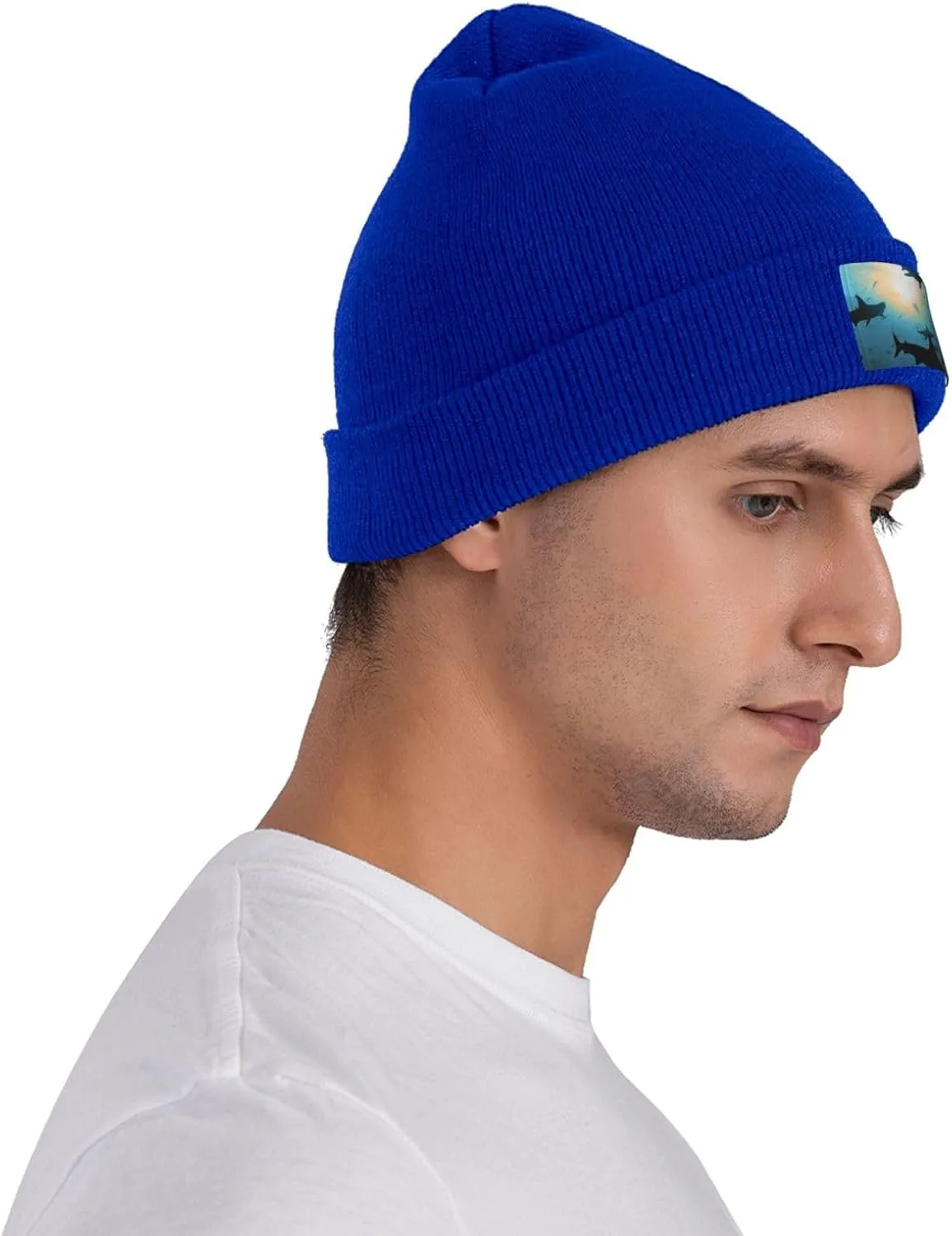 Beanie for Men Winter Hats for Women Knit Hat Hammerhead Sharks Beanie Soft Warm Cuffed Caps Stylish Watch Cap Black Beanie