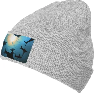 Beanie for Men Winter Hats for Women Knit Hat Hammerhead Sharks Beanie Soft Warm Cuffed Caps Stylish Watch Cap Black Beanie
