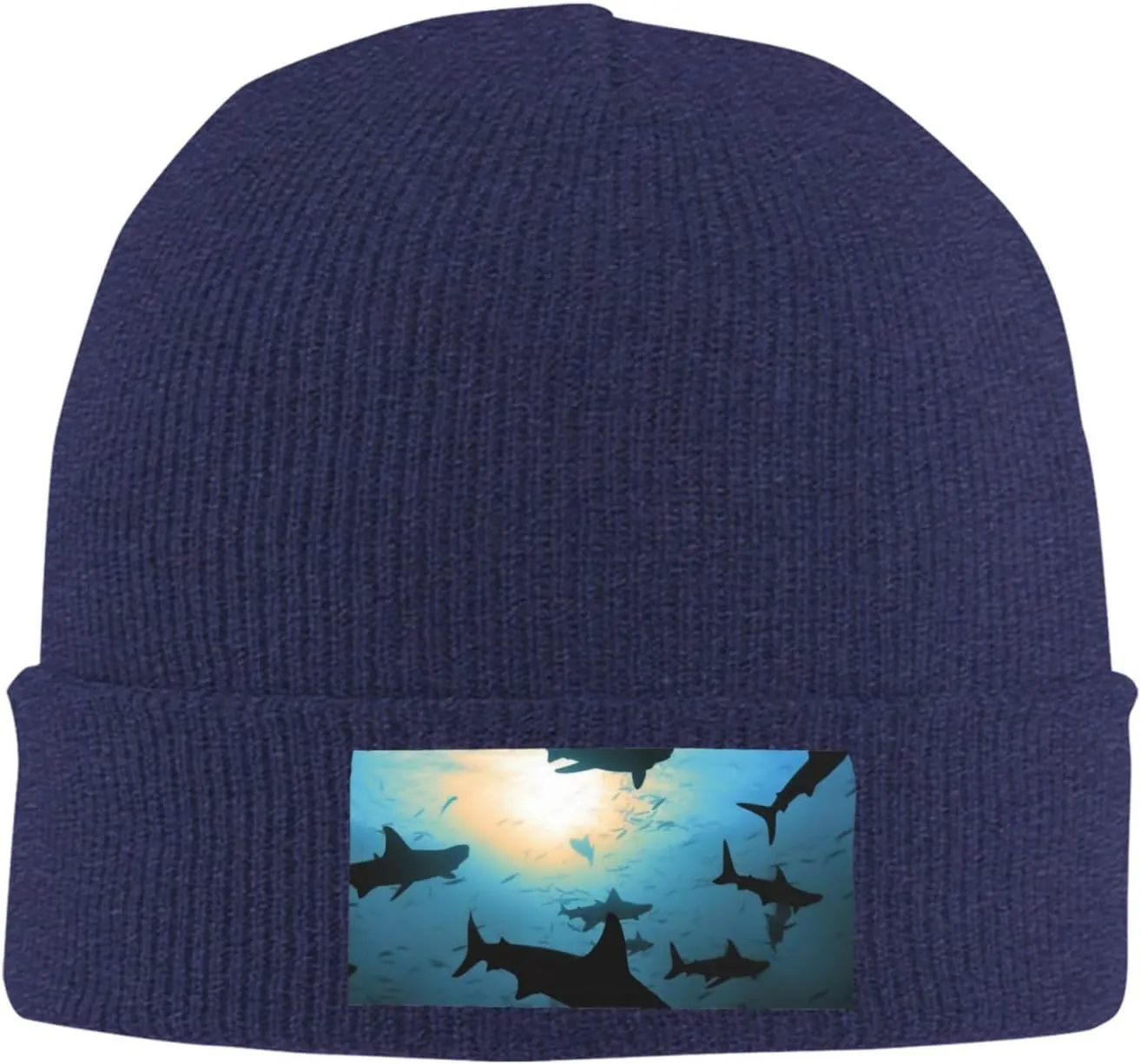 Beanie for Men Winter Hats for Women Knit Hat Hammerhead Sharks Beanie Soft Warm Cuffed Caps Stylish Watch Cap Black Beanie