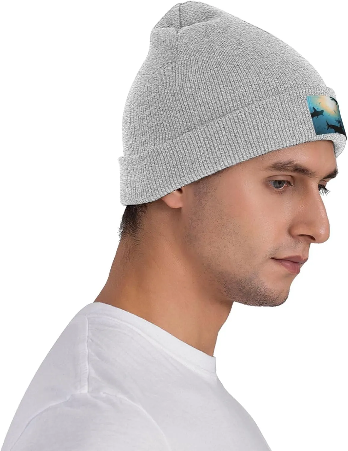 Beanie for Men Winter Hats for Women Knit Hat Hammerhead Sharks Beanie Soft Warm Cuffed Caps Stylish Watch Cap Black Beanie