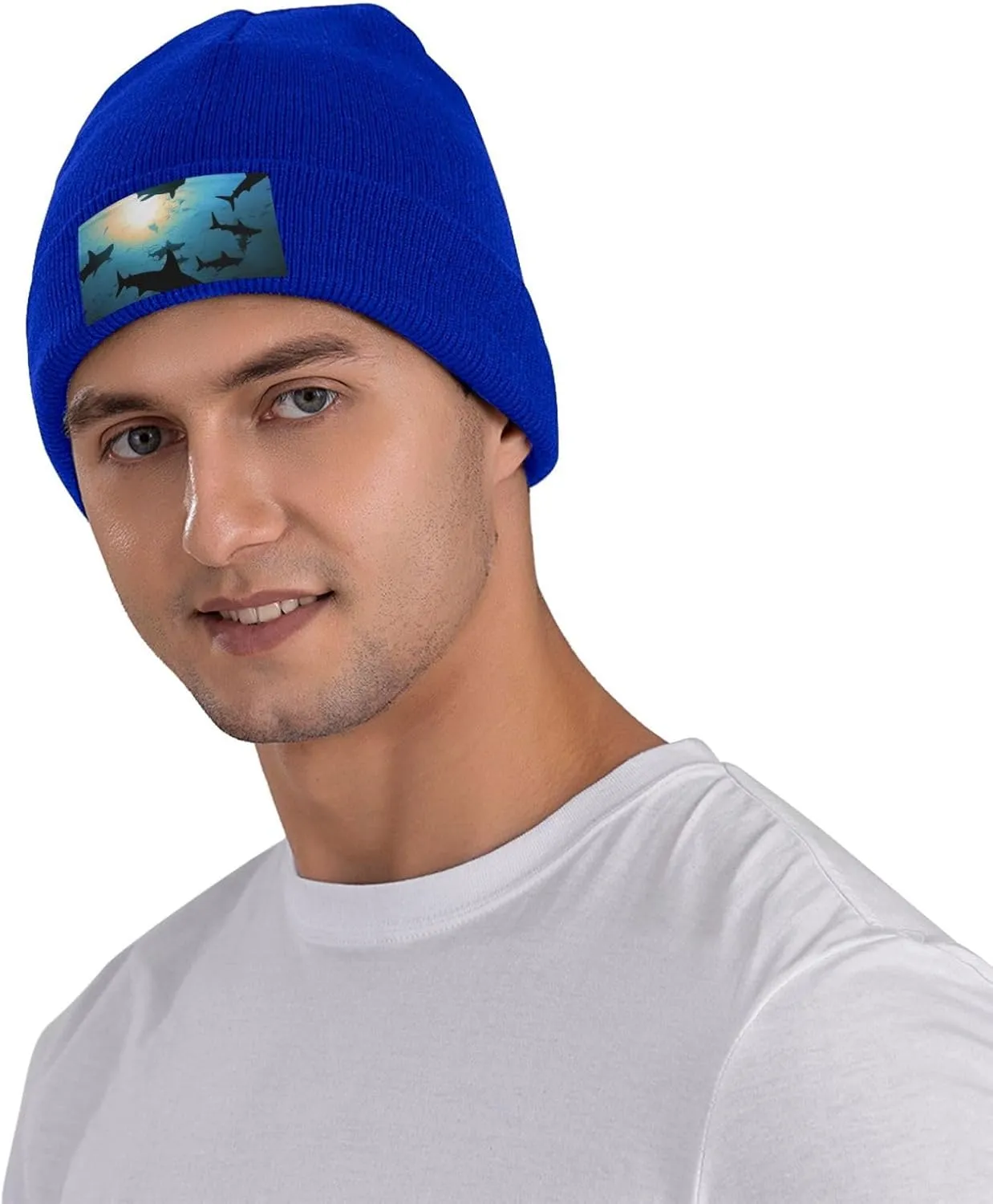 Beanie for Men Winter Hats for Women Knit Hat Hammerhead Sharks Beanie Soft Warm Cuffed Caps Stylish Watch Cap Black Beanie