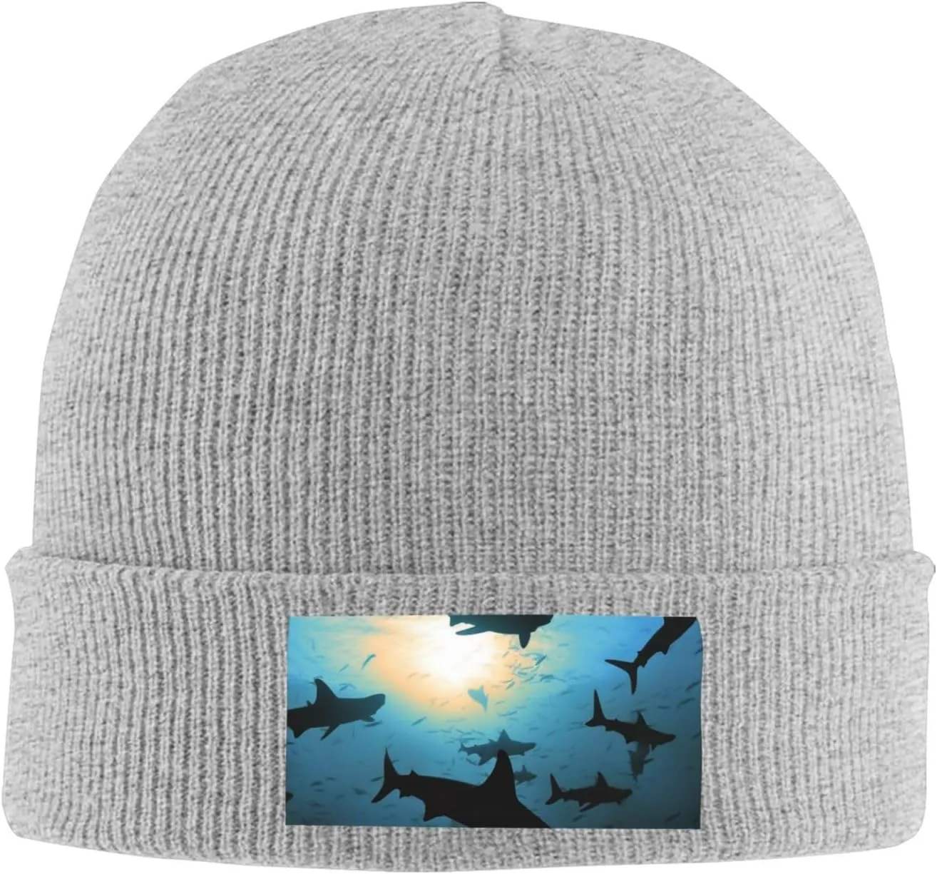 Beanie for Men Winter Hats for Women Knit Hat Hammerhead Sharks Beanie Soft Warm Cuffed Caps Stylish Watch Cap Black Beanie