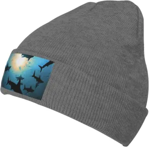 Beanie for Men Winter Hats for Women Knit Hat Hammerhead Sharks Beanie Soft Warm Cuffed Caps Stylish Watch Cap Black Beanie