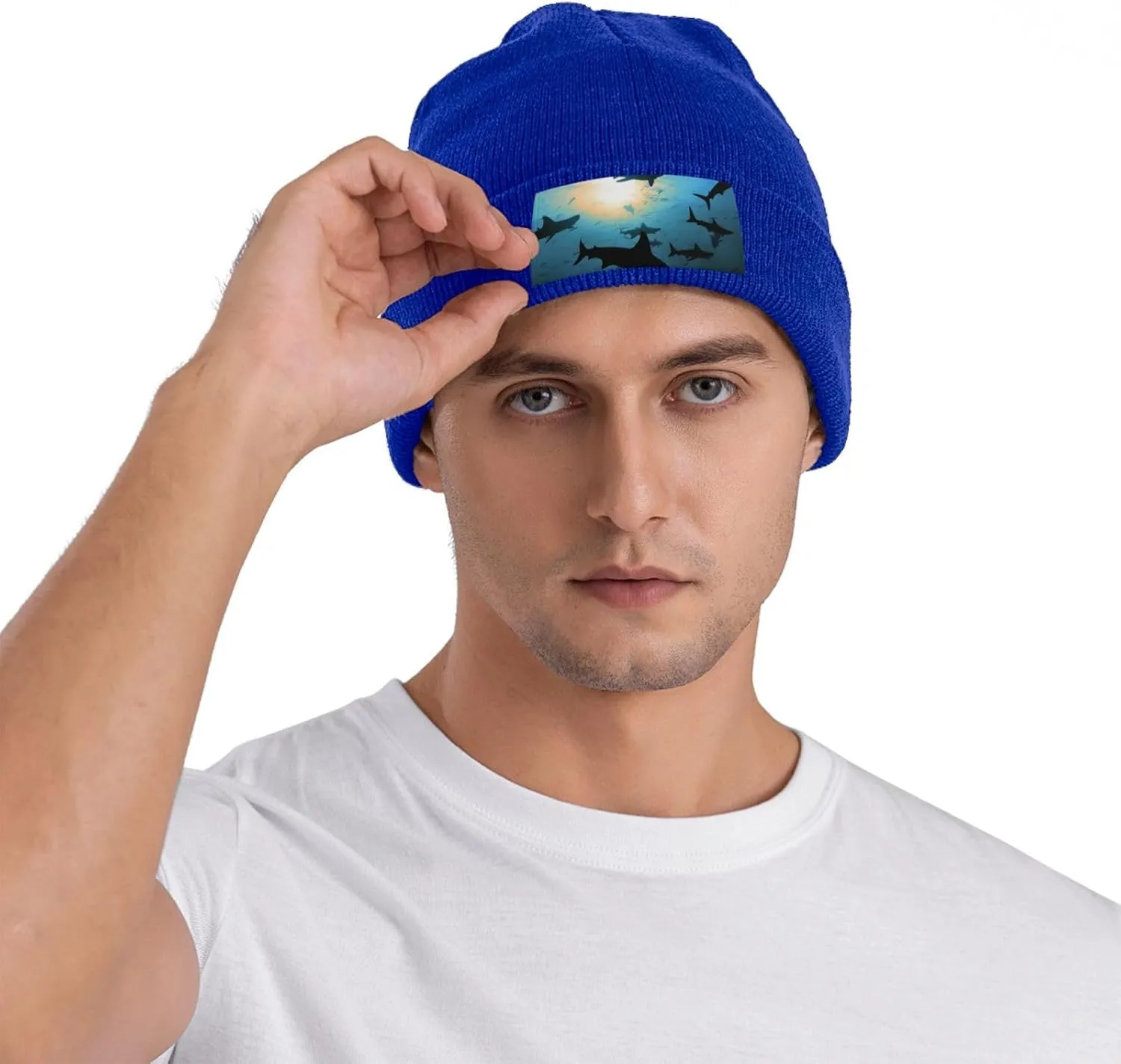 Beanie for Men Winter Hats for Women Knit Hat Hammerhead Sharks Beanie Soft Warm Cuffed Caps Stylish Watch Cap Black Beanie