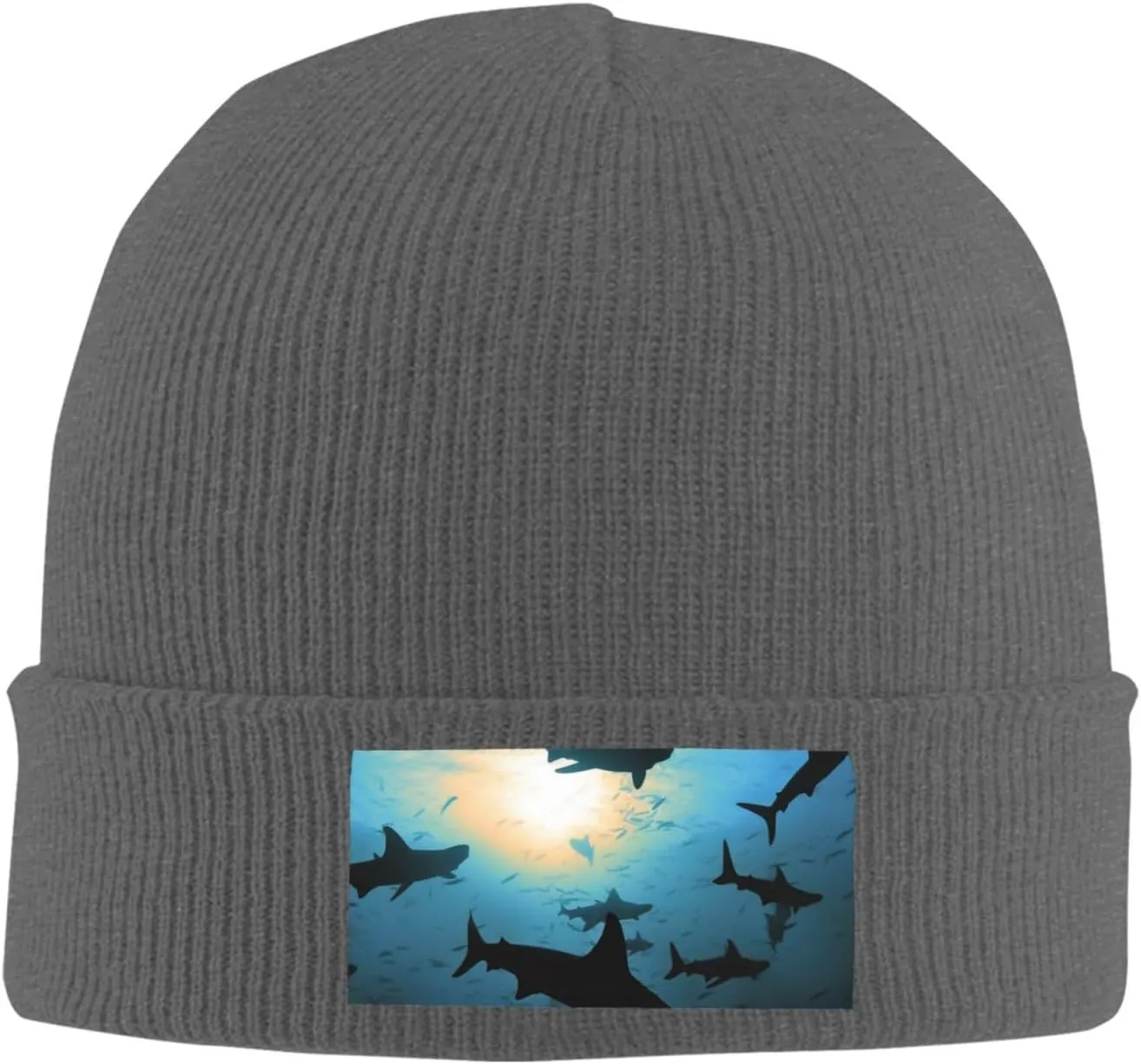 Beanie for Men Winter Hats for Women Knit Hat Hammerhead Sharks Beanie Soft Warm Cuffed Caps Stylish Watch Cap Black Beanie