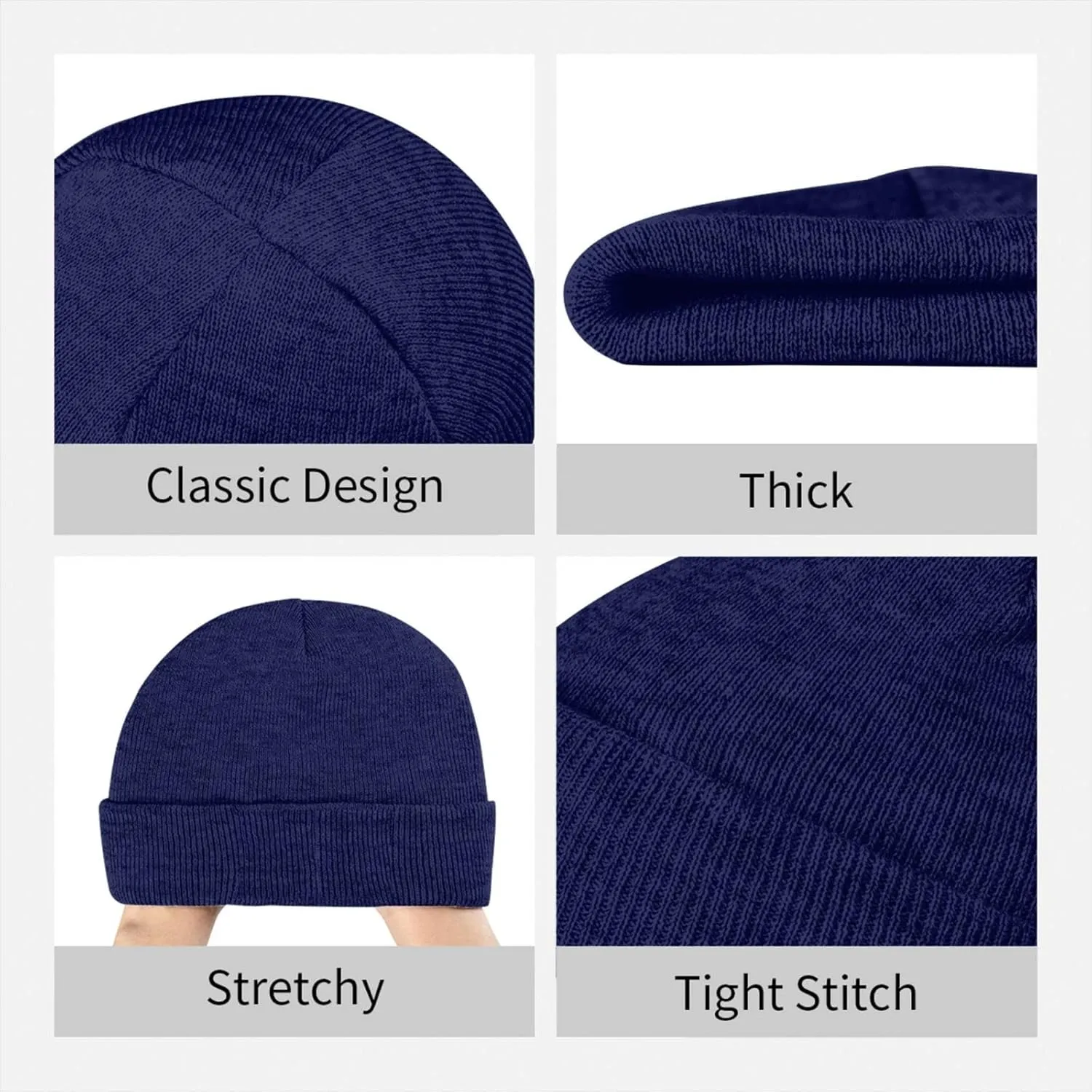Beanie for Men Winter Hats for Women Knit Hat Hammerhead Sharks Beanie Soft Warm Cuffed Caps Stylish Watch Cap Black Beanie
