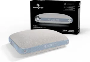 Bedgear Flow Performance Pillow - Size 2.0 - Hybrid Design Firmness Bed Pillows for All Sleep Positions - Maximum Breathability - Washable Cover - 20" W x 26" L x 5.75" H