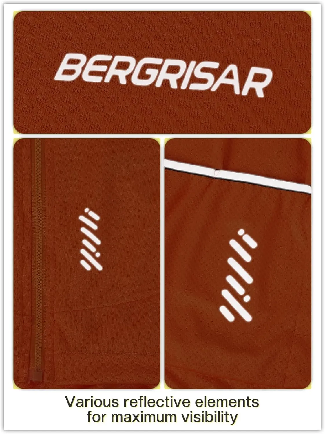 BERGRISAR Men's Long Sleeve Cycling Jersey Spring Fall Road Bike Shirt Biking Bicycle Mountain Bike Jersey