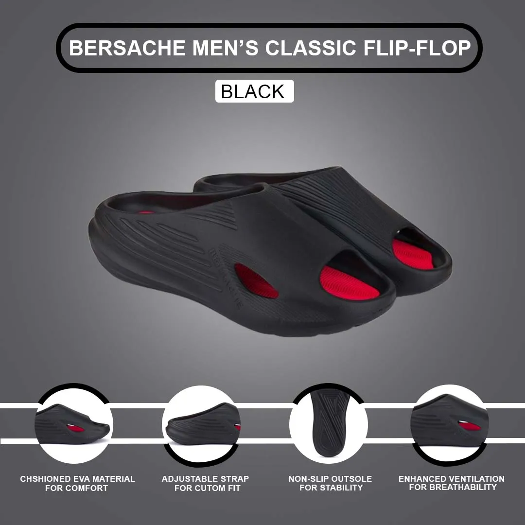 Bersache Extra Soft Classic Casual with  Regular wear with Ultra Soft & Flexibility Technology Flip Flop for Men's & Boy's (6147-Black)