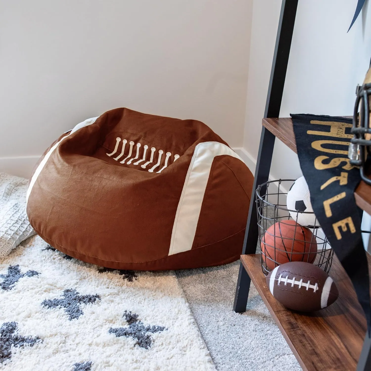 Big Joe Sports Ball Child-Sized Bean Bag Chair, Football Plush, Soft Polyester, 2.5 feet