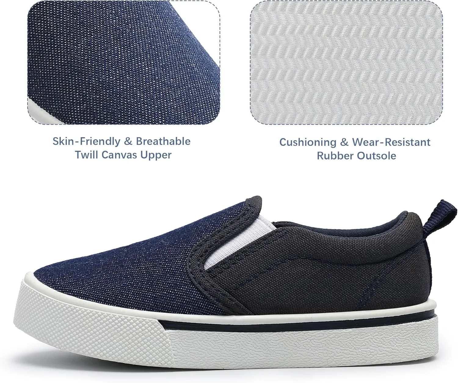 Bigwow Toddler Boys Girls Canvas Sneakers Little Kid Low Top Slip On Lightweight Comfy School Casual Tennis Sneaker Walking Shoes