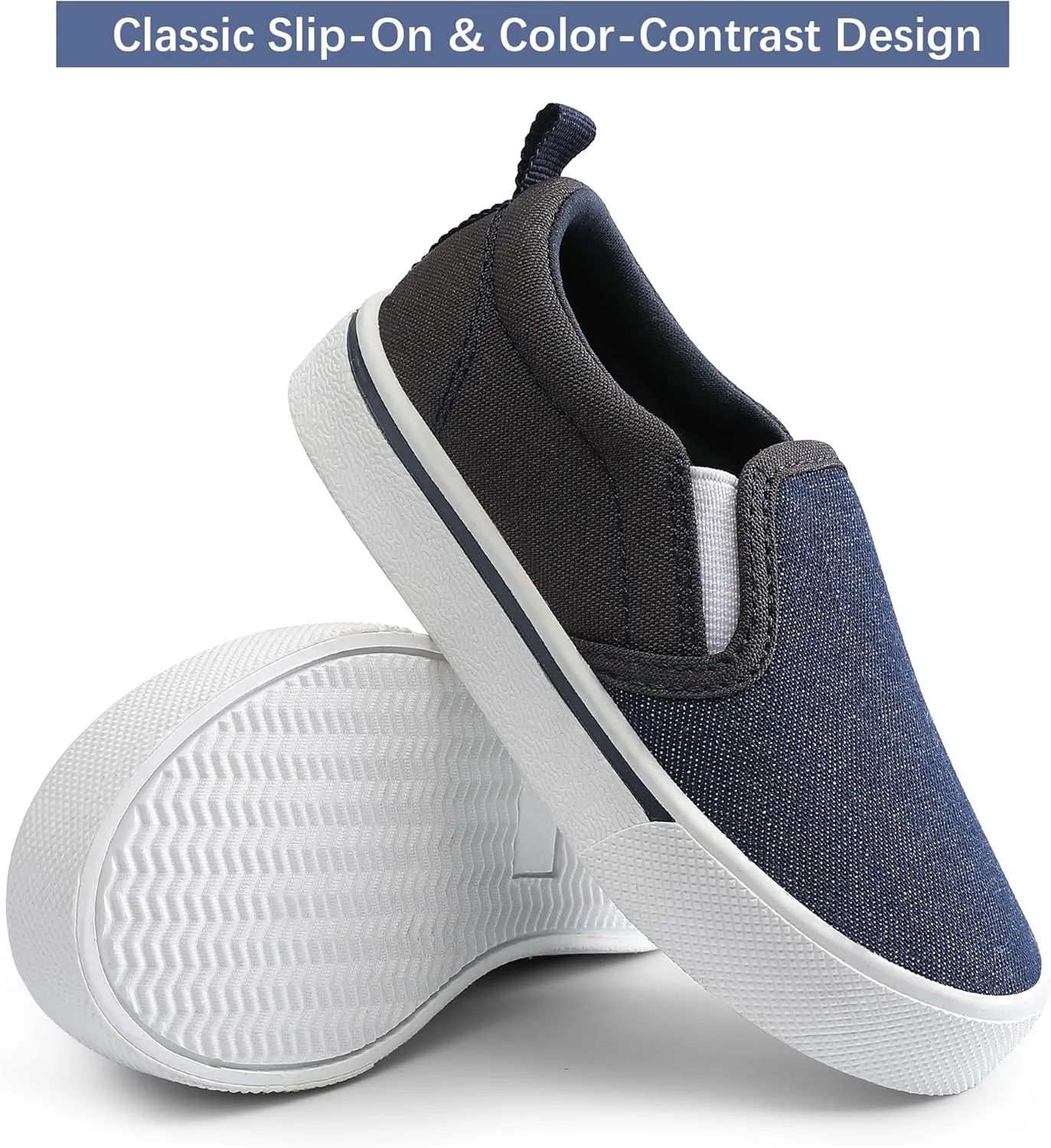 Bigwow Toddler Boys Girls Canvas Sneakers Little Kid Low Top Slip On Lightweight Comfy School Casual Tennis Sneaker Walking Shoes