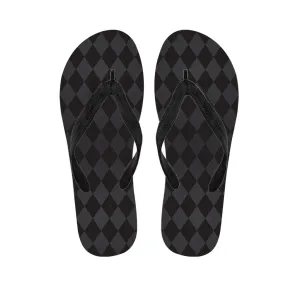 Black and Grey Argyle Pattern Hawaiian Outfit with Matching Flip Flops