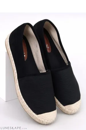 Black Eco-Canvas Espadrilles with Braided Jute Sole and Contrast Cap Toe