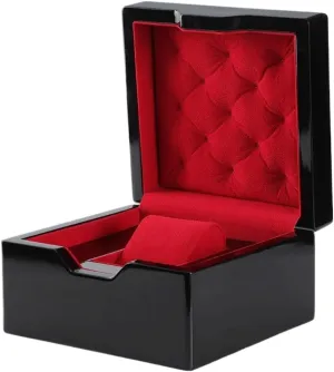 Black High-end Watch Case Flip Cover Baked Paint Solid Wood Jewelry Storage Box