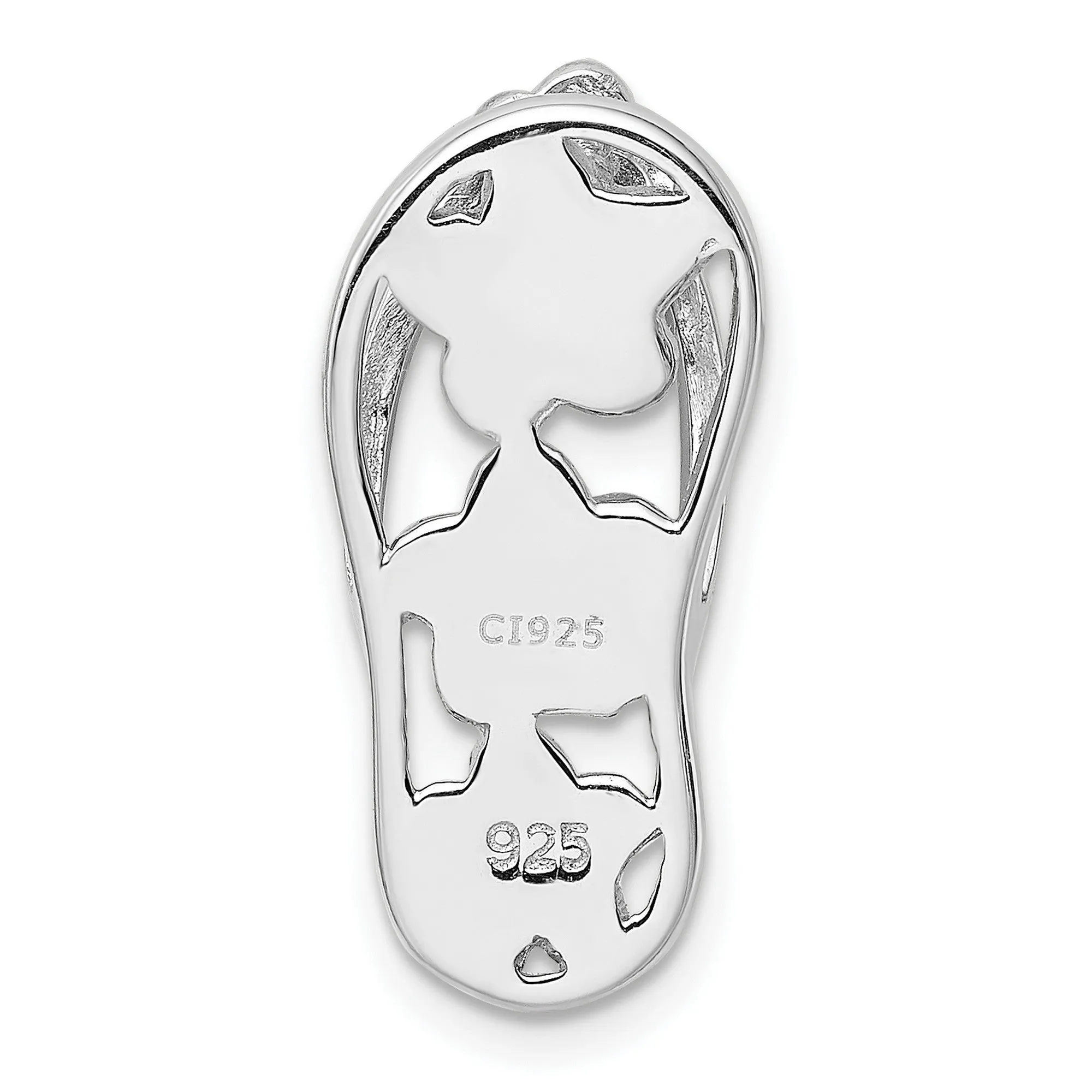 Blue Created Opal Flip Flop With Flowers Slide Charm Pendant in Real 925 Sterling Silver
