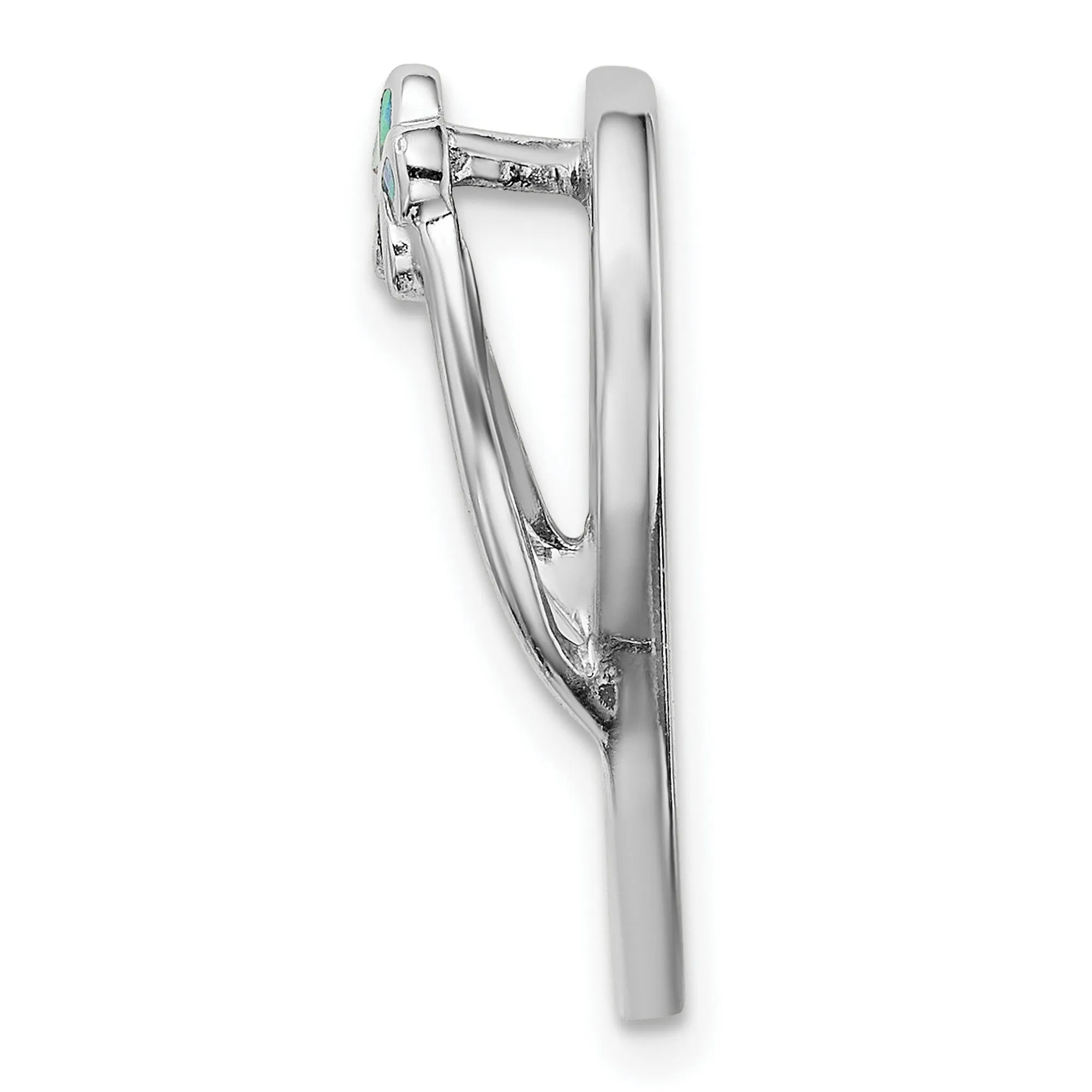Blue Created Opal Flip Flop With Flowers Slide Charm Pendant in Real 925 Sterling Silver