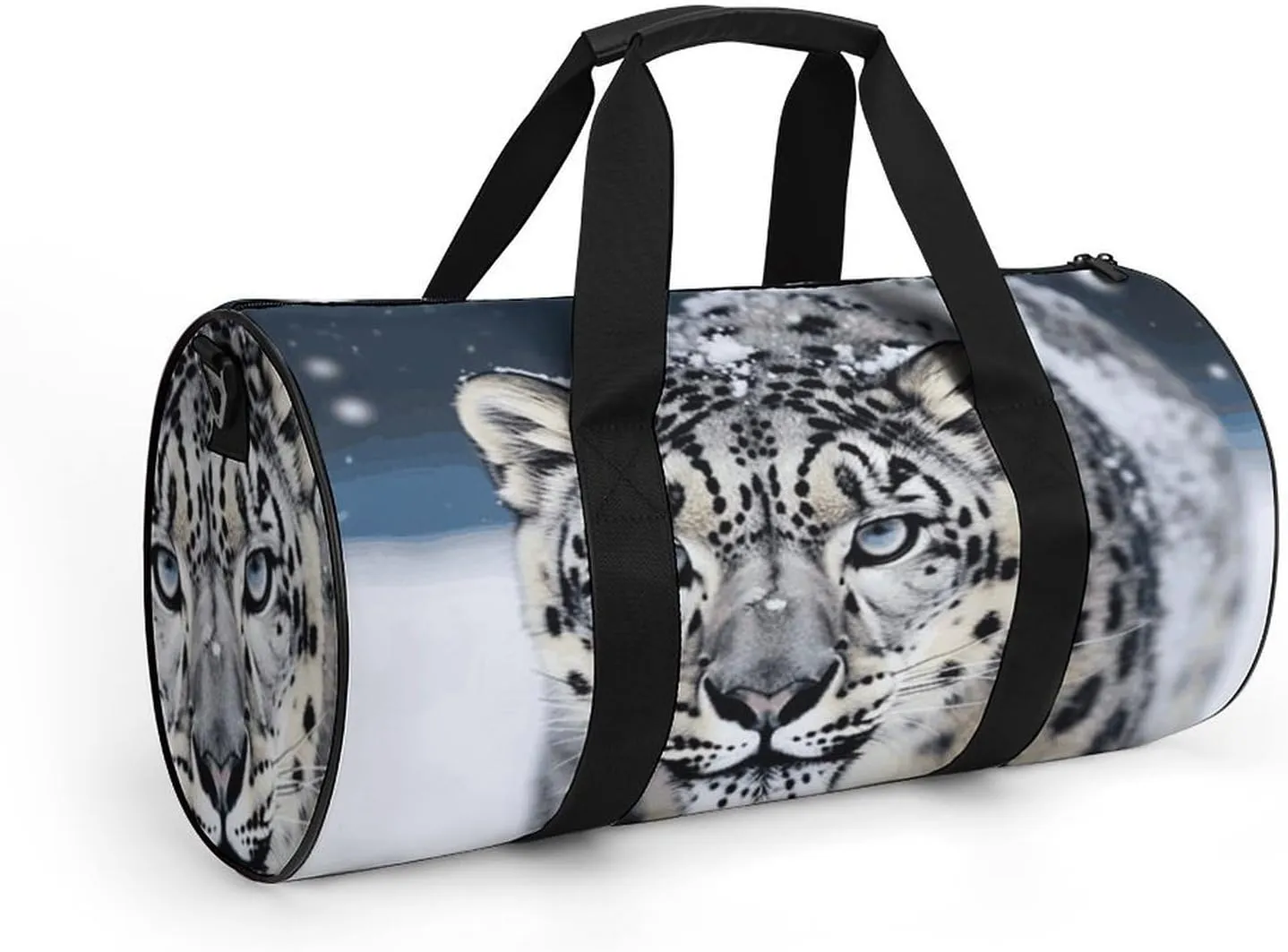 Blue Eyed Snow Leopard Gym Bag Small Travel Duffle Bag with Compartment Carry On Weekender Bag for Women Men