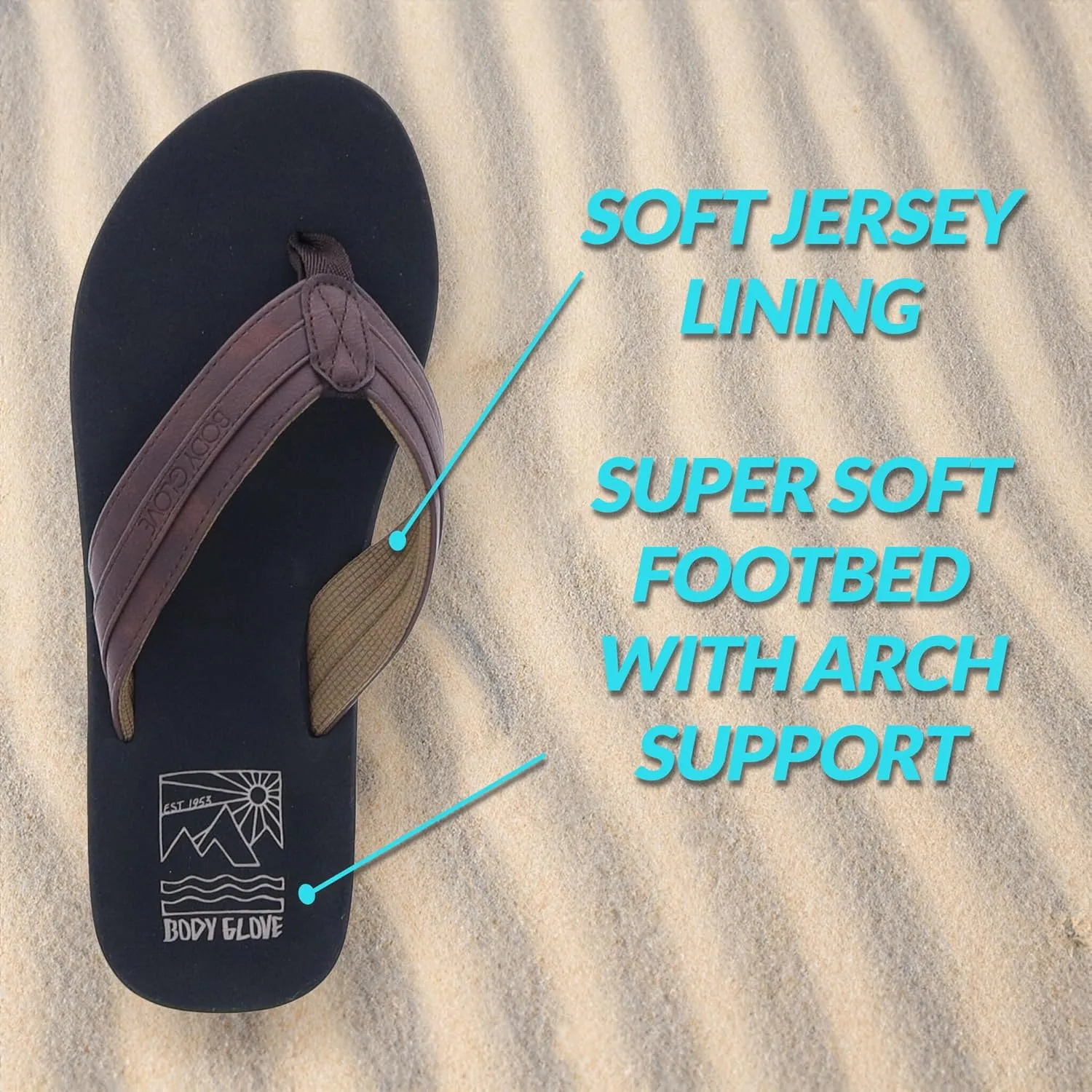 Body Glove Men's Ryft Flip Flops - Stylish and Comfortable Summer Beach Sandals for Men Sandals for Beach and Pool - Lightweight, Arch Support, Water-Friendly