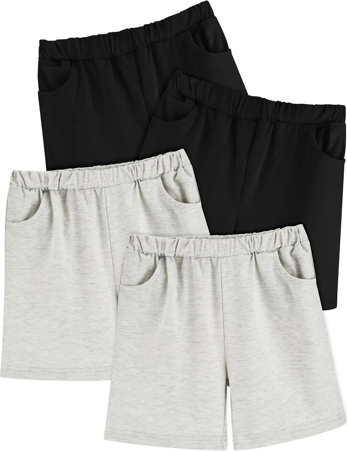 Boys Shorts 4-Pack Toddler Baby Pull on Short Casual Athletic Jogger Elastic Waistband Quick Dry Knit Shorts