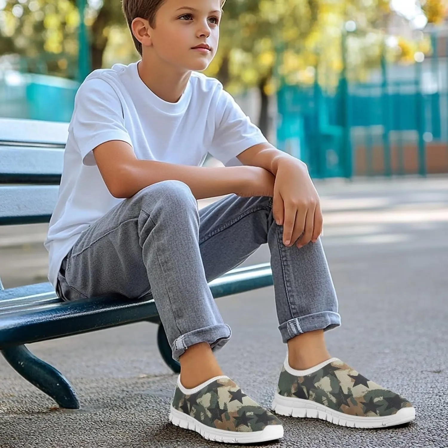 Boys Tennis Shoes Cute Slip On Sneakers for Little Kids Running Shoes