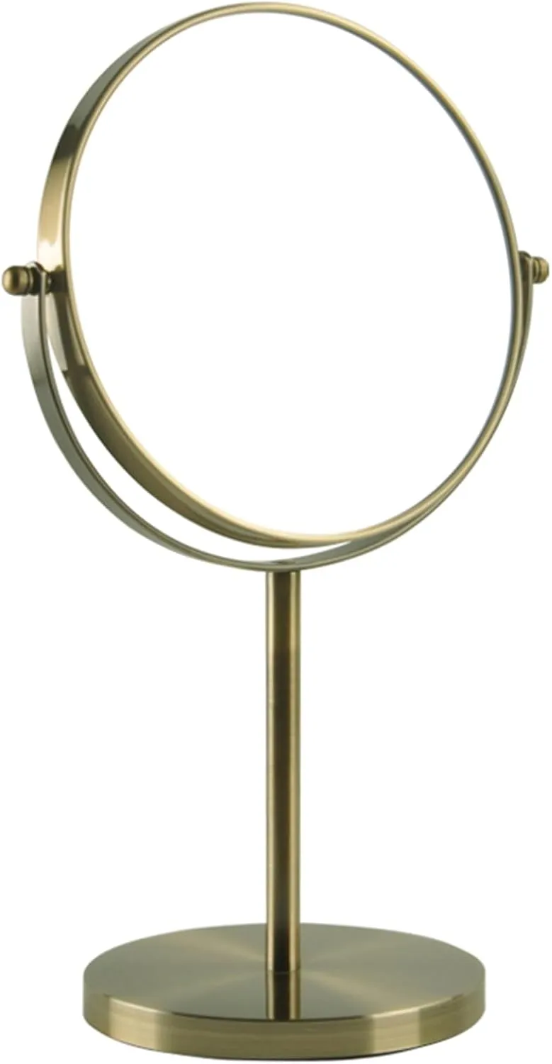 Brushed Bronze Tabletop Rotation Makeup Mirror, Double Side 1X/3X Magnification Cosmetic Mirror, Countertop Standing HD Shaving Mirror, Anti-Fingerprint Vanity Mirror for Beauty Salon ,A,8Inch