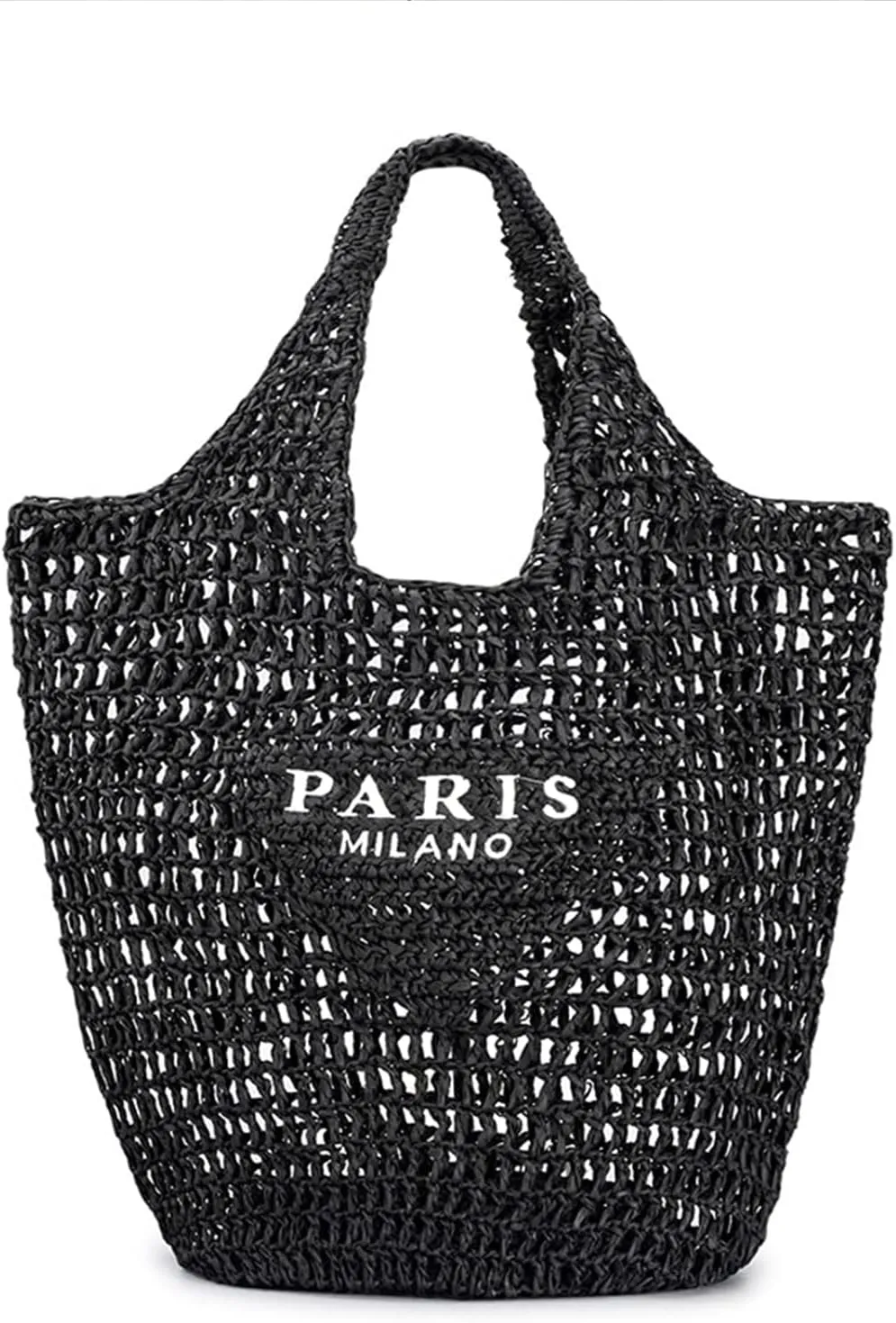bufftieo Straw Woven Tote for Women - Mesh Hollow Beach Hobo Shoulder Travel Bag