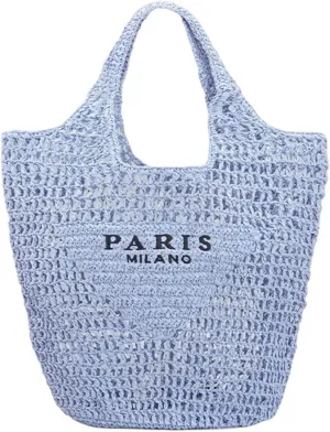 bufftieo Straw Woven Tote for Women - Mesh Hollow Beach Hobo Shoulder Travel Bag