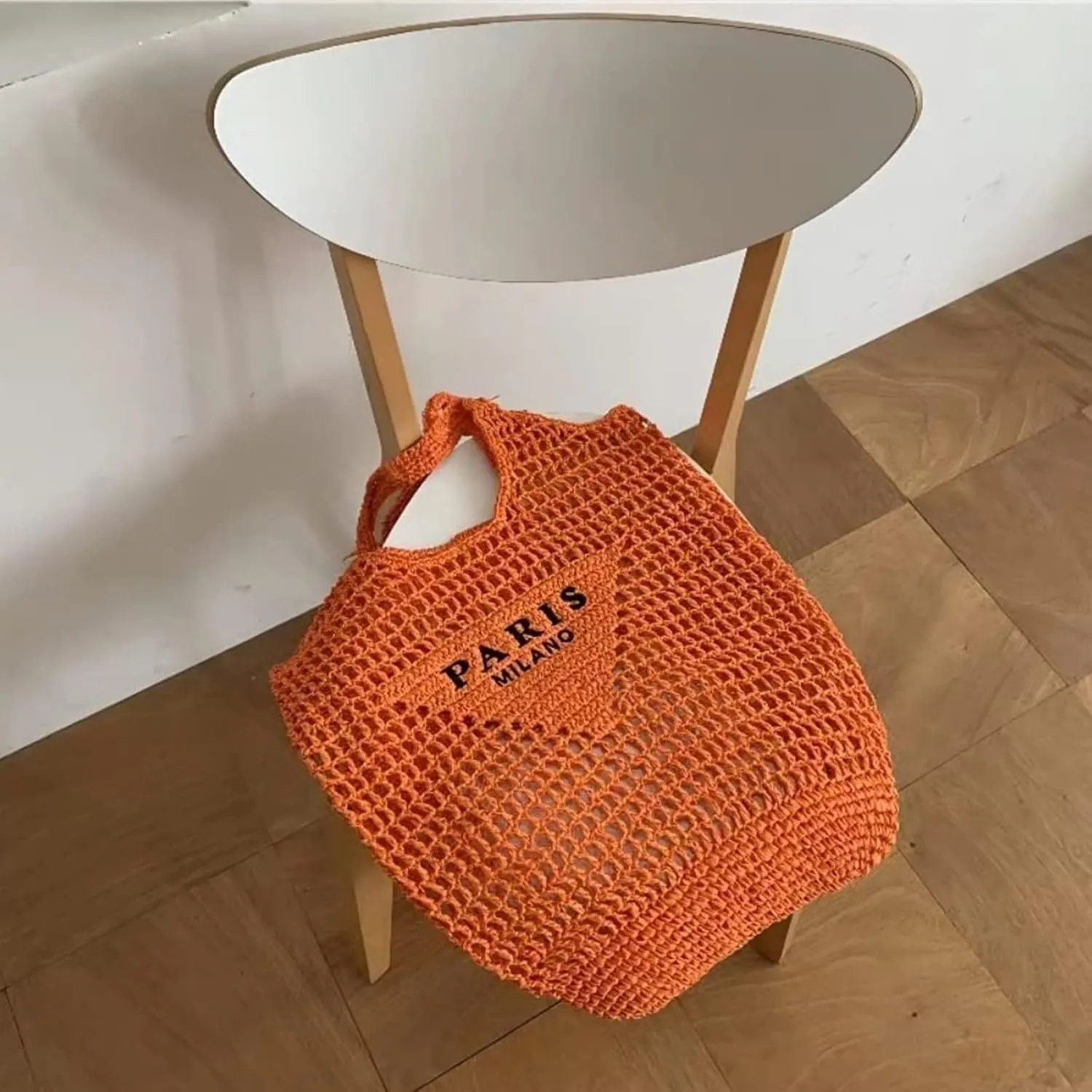 bufftieo Straw Woven Tote for Women - Mesh Hollow Beach Hobo Shoulder Travel Bag