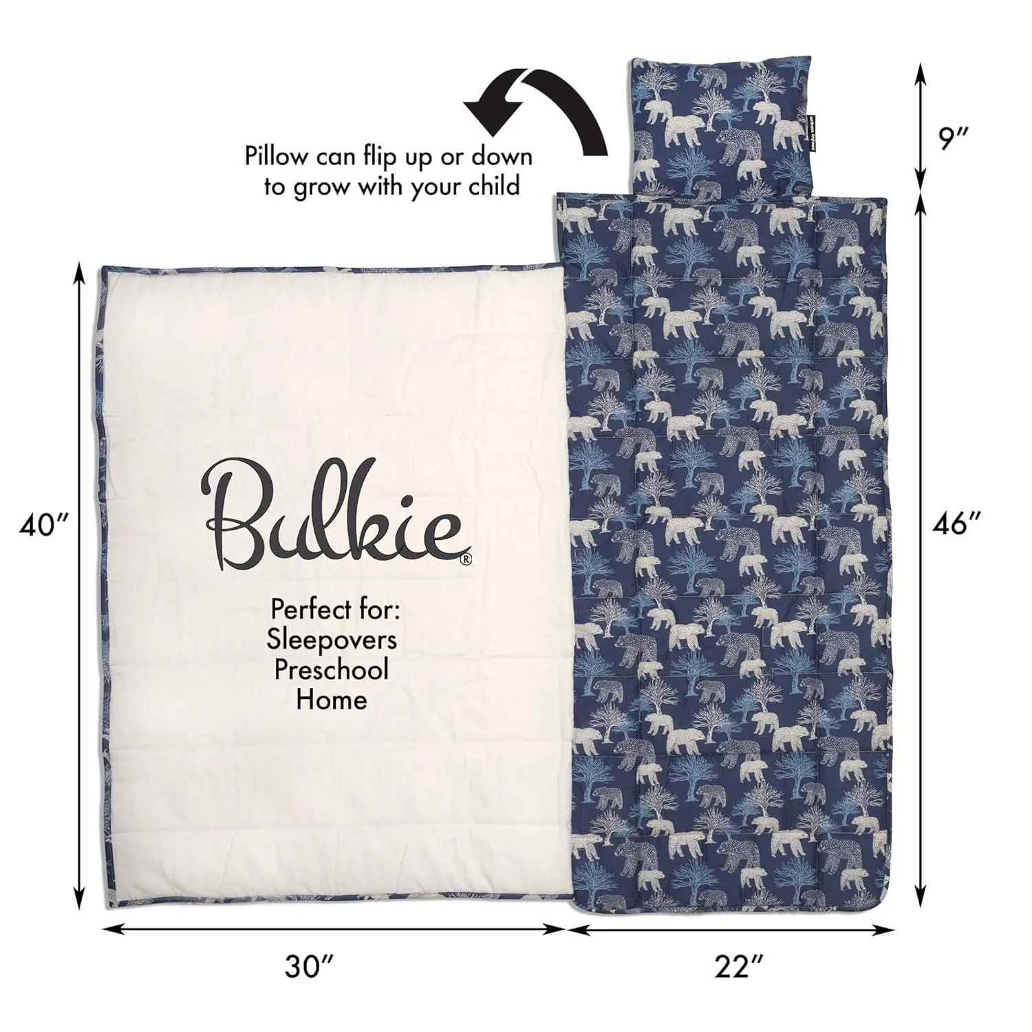 Bulkie Toddler Nap Mat - Sleep Mat for Kids Daycare and Preschool - Folds Up to Carry on Back - Bears