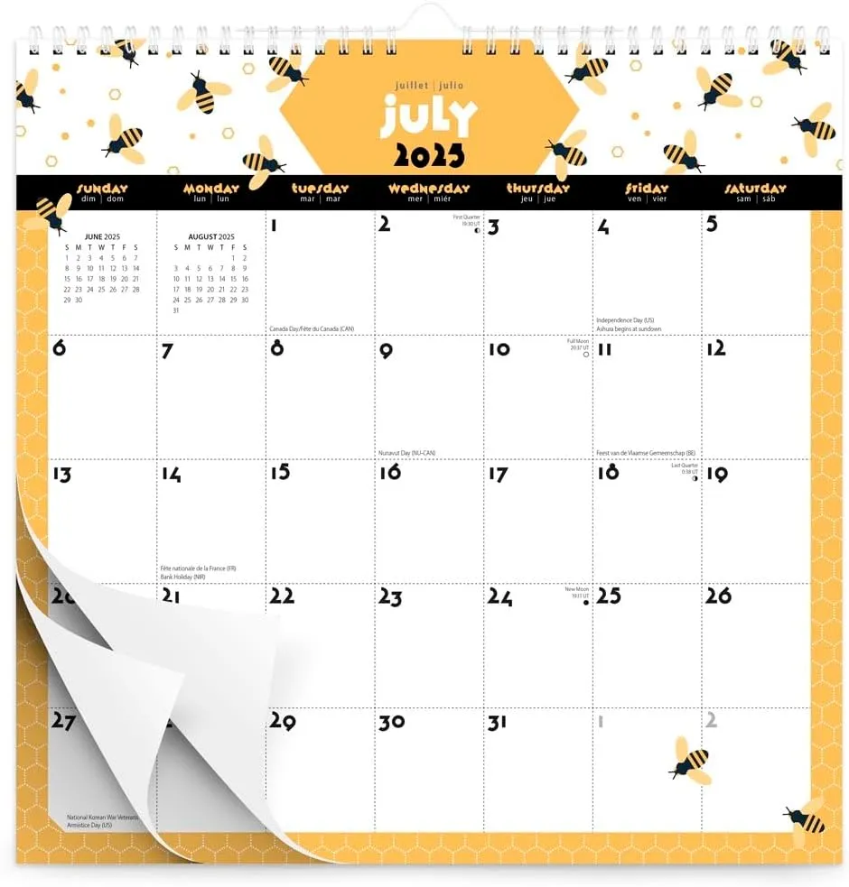 Busy Bees | 2026 12 x 12 Inch (Hanging) 18 Months Monthly Square Wire-O Calendar | Sticker Sheet | July 2025 - December 2026 | Plato | Planning Stationery