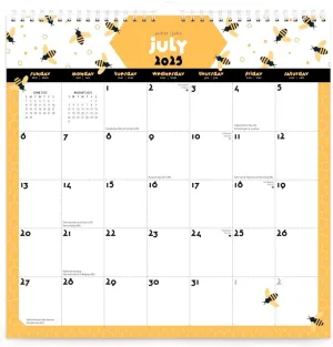 Busy Bees | 2026 12 x 12 Inch (Hanging) 18 Months Monthly Square Wire-O Calendar | Sticker Sheet | July 2025 - December 2026 | Plato | Planning Stationery
