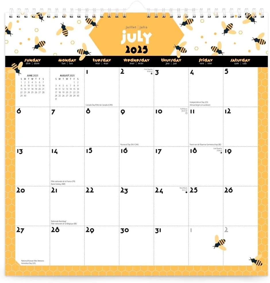 Busy Bees | 2026 12 x 12 Inch (Hanging) 18 Months Monthly Square Wire-O Calendar | Sticker Sheet | July 2025 - December 2026 | Plato | Planning Stationery