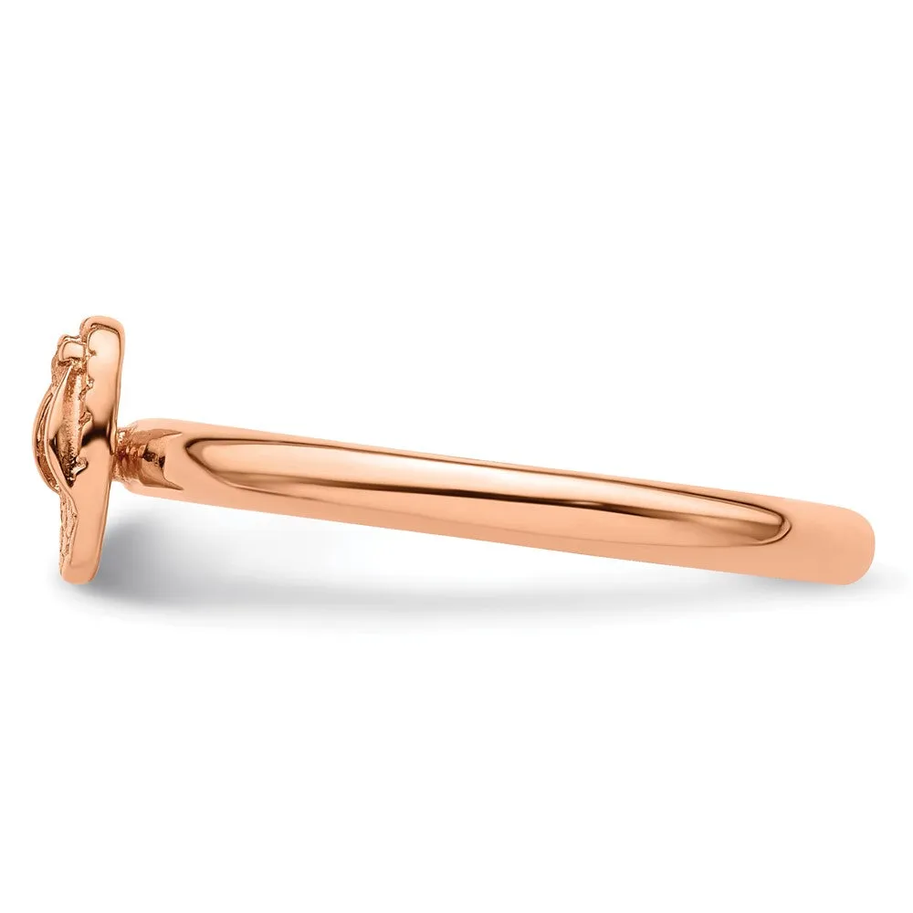 Buy Stylish Pink-Plated Sterling Silver Stackable Flip Flop Ring - 14K Value