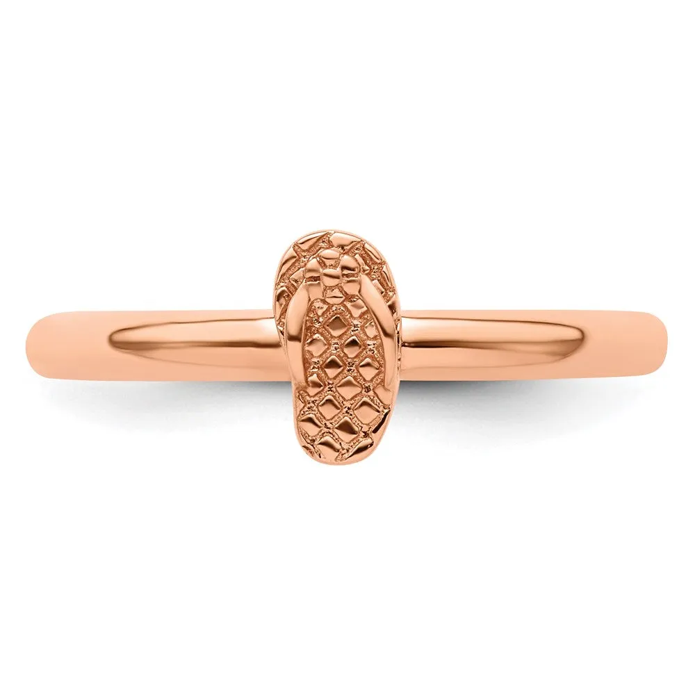 Buy Stylish Pink-Plated Sterling Silver Stackable Flip Flop Ring - 14K Value