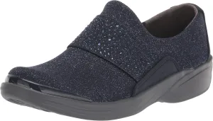 BZees Womens Pizazz Slip-On Navy Sparkle 10 M