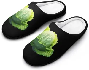 Cabbage Men's House Slippers Comfy Non-slip Home Shoes Warm Cotton Slippers with Rubber Sole