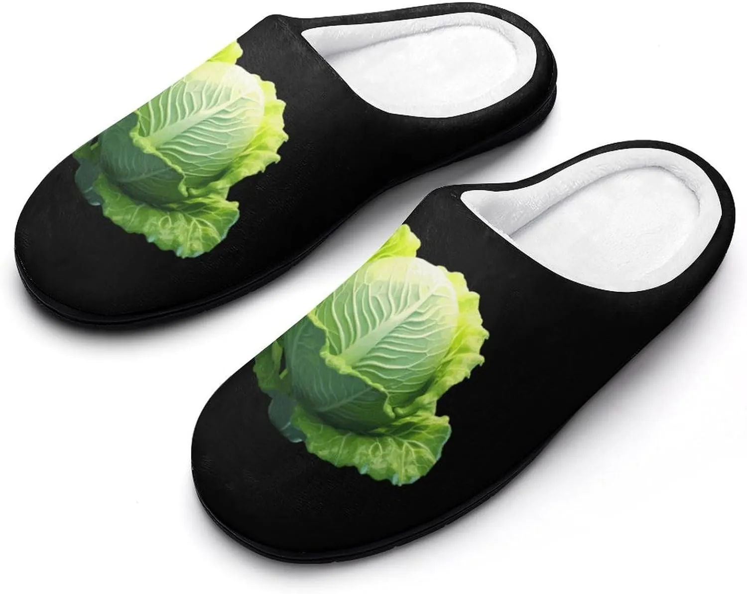 Cabbage Men's House Slippers Comfy Non-slip Home Shoes Warm Cotton Slippers with Rubber Sole