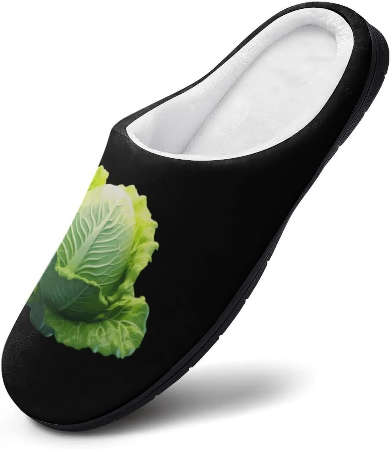 Cabbage Men's House Slippers Comfy Non-slip Home Shoes Warm Cotton Slippers with Rubber Sole