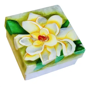 Capiz Shell Painted Trinket Box - Magnolia Capiz Shell Painted Trinket Box - Magnolia