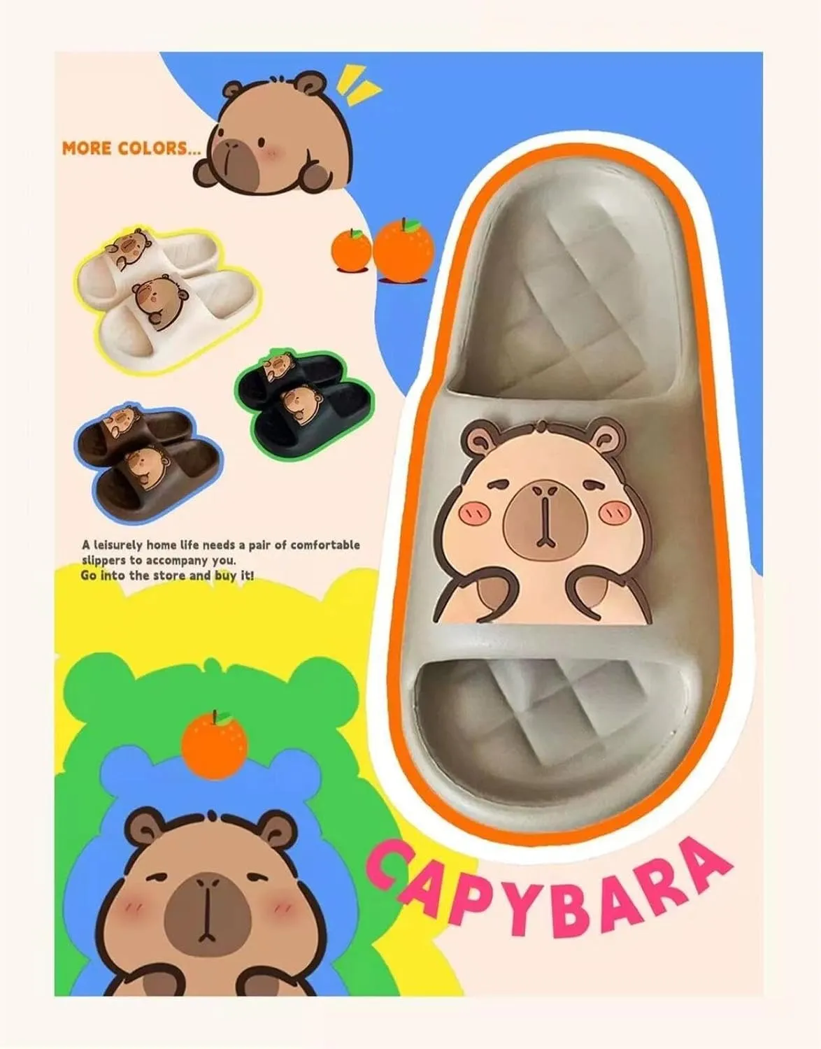 Capybara Cartoon Slippers Sandals Women Non Slip - Outdoor & Indoor Footwear For Beach Travel Shower Flip Flops Women