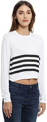 Casual Regular Sleeve Striped Women White Tops