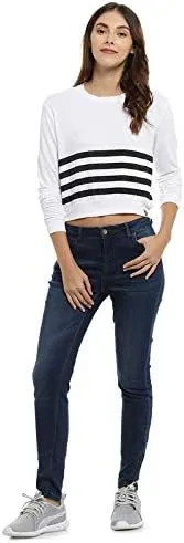 Casual Regular Sleeve Striped Women White Tops