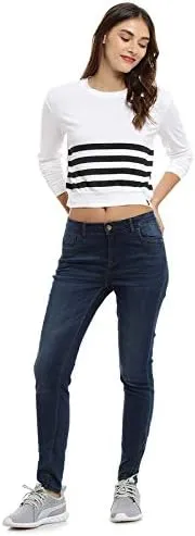 Casual Regular Sleeve Striped Women White Tops