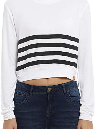 Casual Regular Sleeve Striped Women White Tops