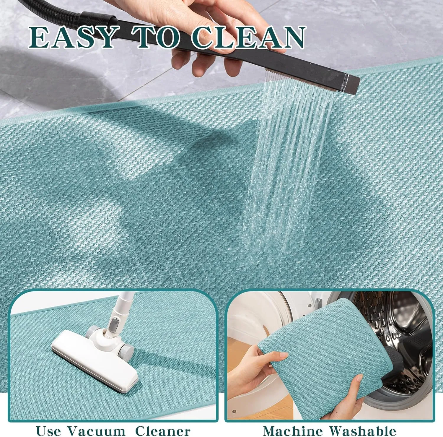 chakme Bathroom Rugs Mat 24x17, Ultra Thin Non Slip Bath Mat Small Quick Dry Absorbent Bath Mat for Bathroom Floor, (Light Blue, 24"x17")