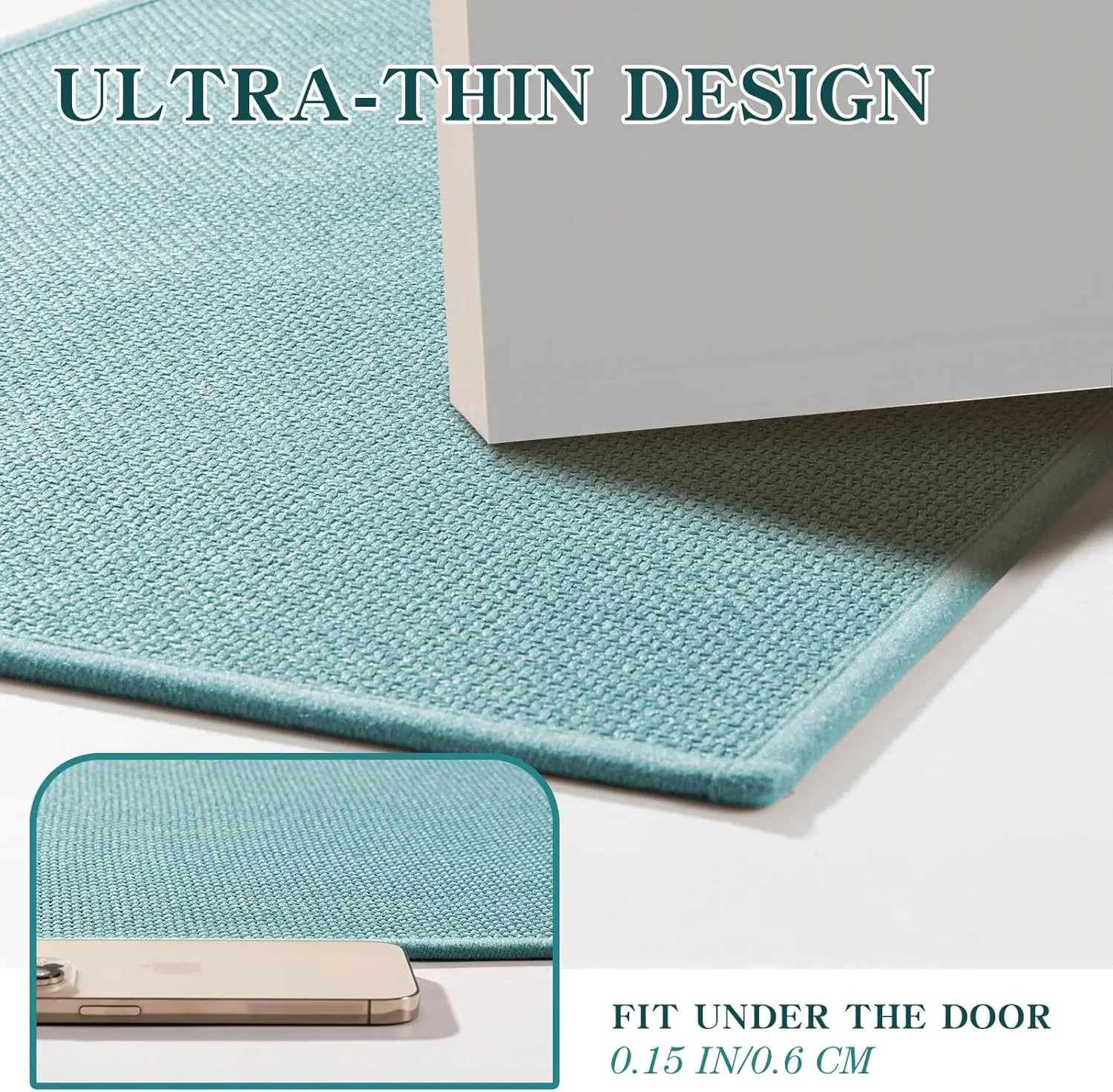 chakme Bathroom Rugs Mat 24x17, Ultra Thin Non Slip Bath Mat Small Quick Dry Absorbent Bath Mat for Bathroom Floor, (Light Blue, 24"x17")