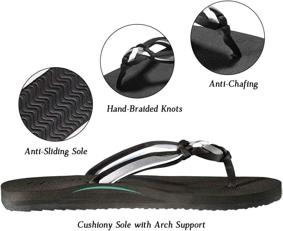 chitobae Flip Flops for Women, Flat Sandals Hand-Braided Slippers with Arch Support for Summer Beach ¡­