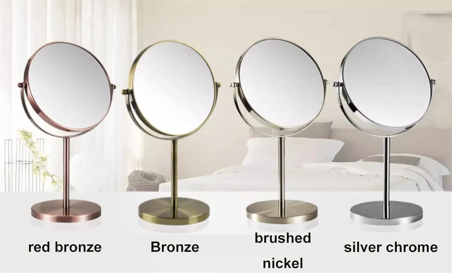 Chrome Tabletop Rotation Makeup Mirror, Double Side 1X/3X Magnification Cosmetic Mirror, Countertop Standing HD Shaving Mirror, Vanity Mirror for Bathroom,A,8Inch